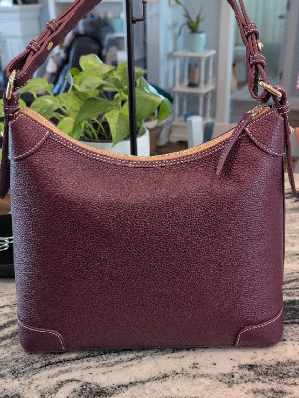 Dooney & Bourke Burgundy Pebble Leather Shoulder Bag w/Matching Wallet - Picture 13 of 16